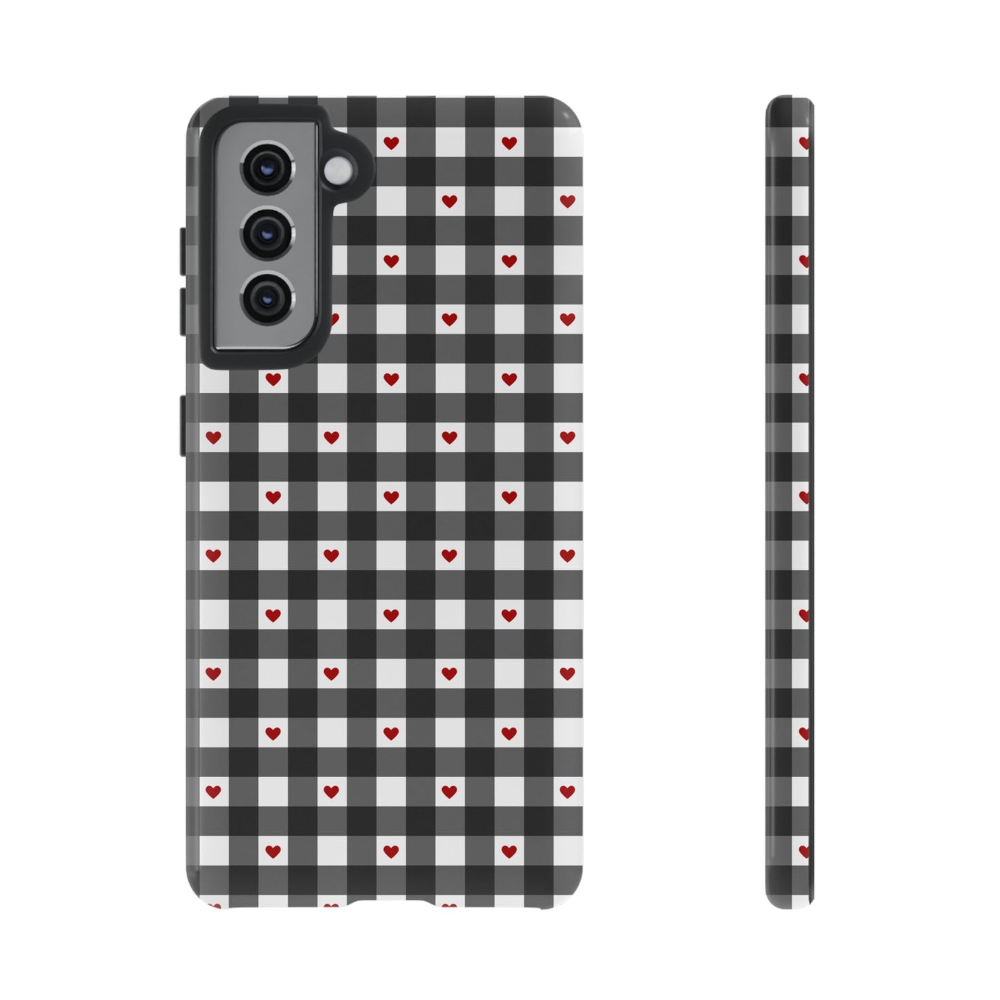 Black Picnic Hearts Gingham Case