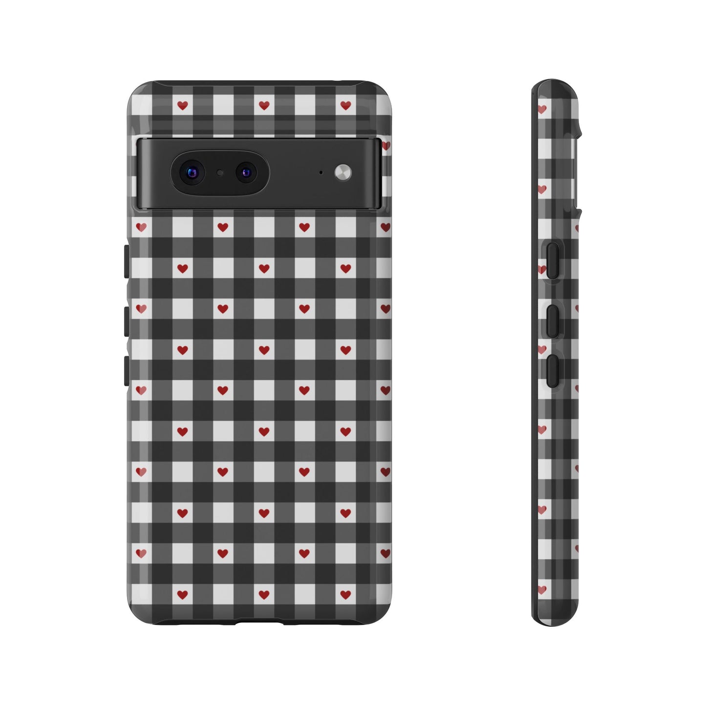 Black Picnic Hearts Gingham Case