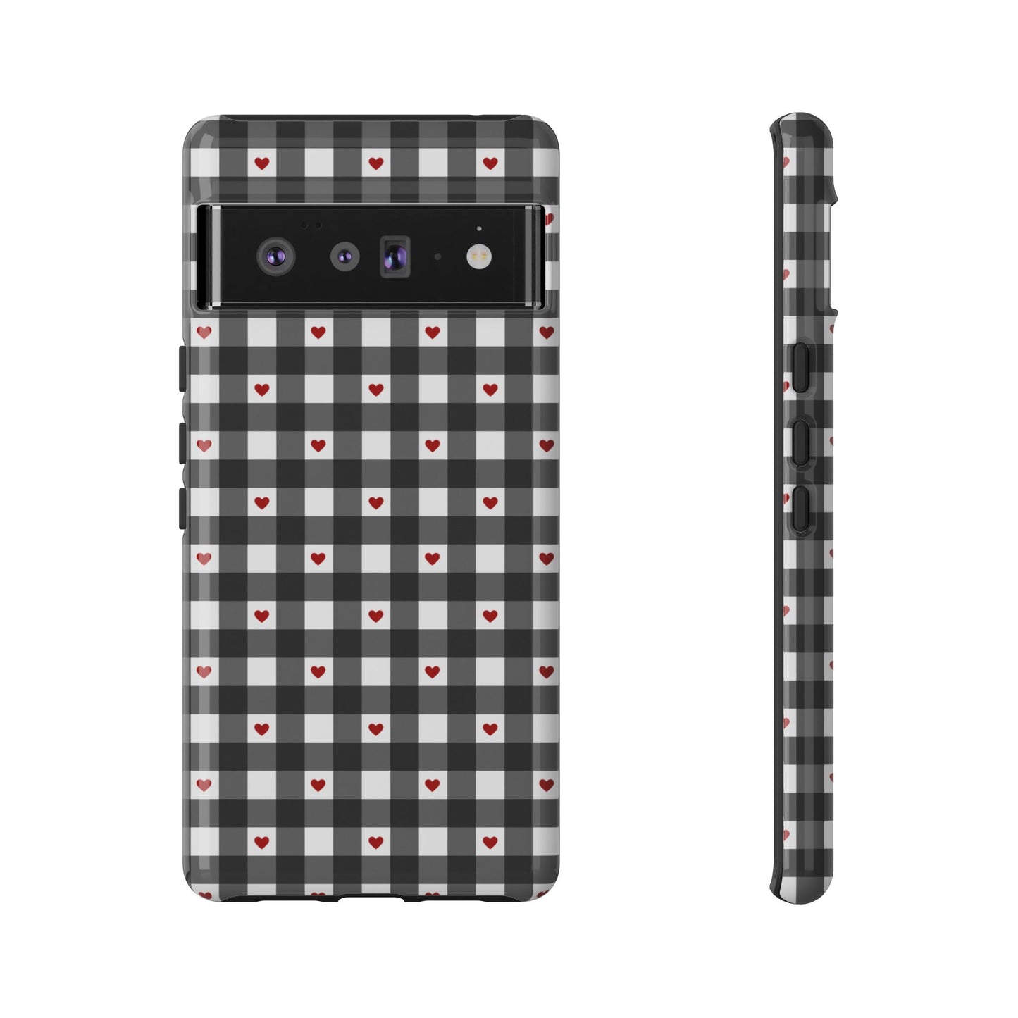 Black Picnic Hearts Gingham Case