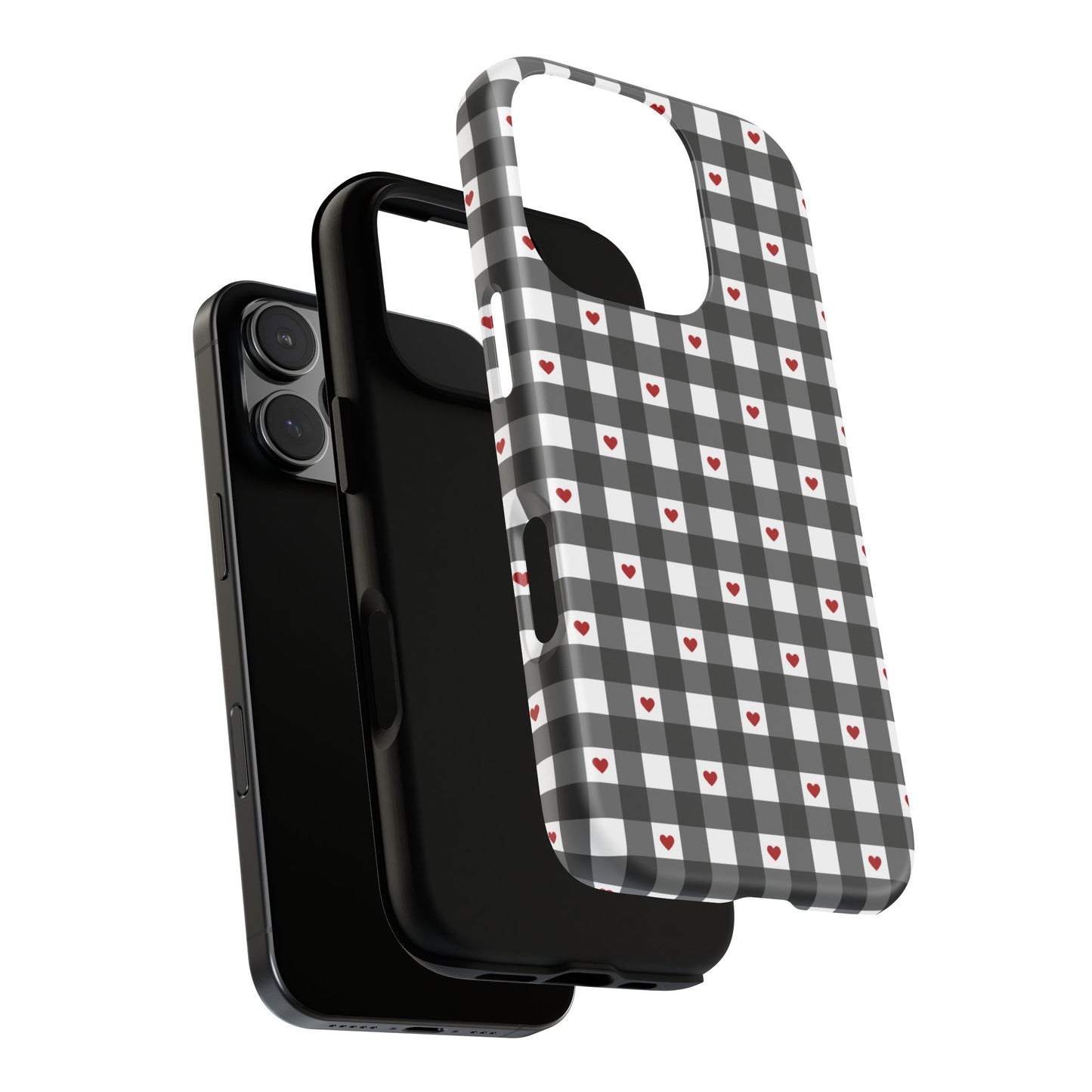 Black Picnic Hearts Gingham Case