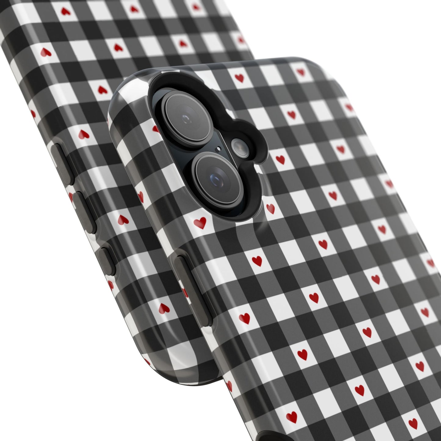 Black Picnic Hearts Gingham MagSafe Case