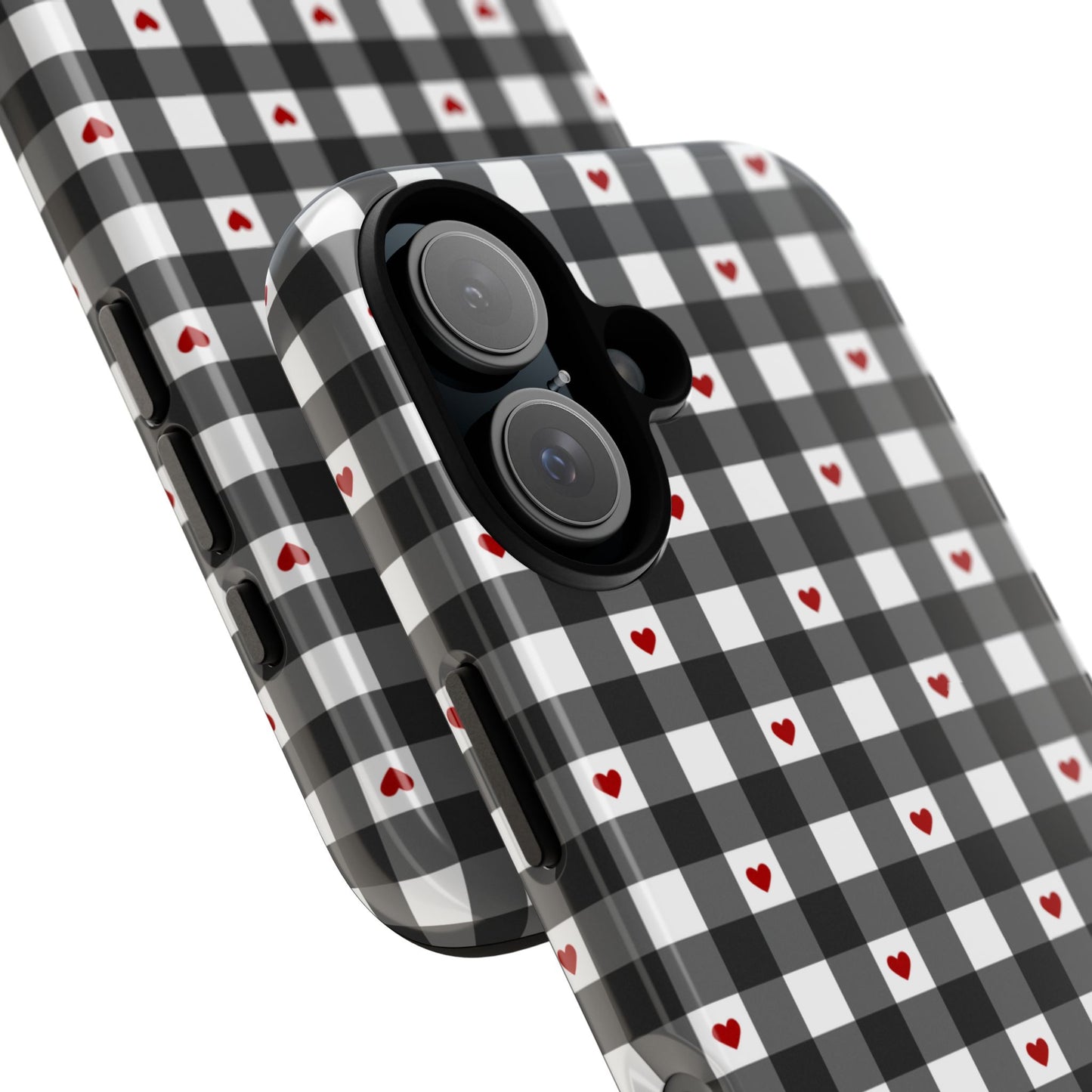 Black Picnic Hearts Gingham Case