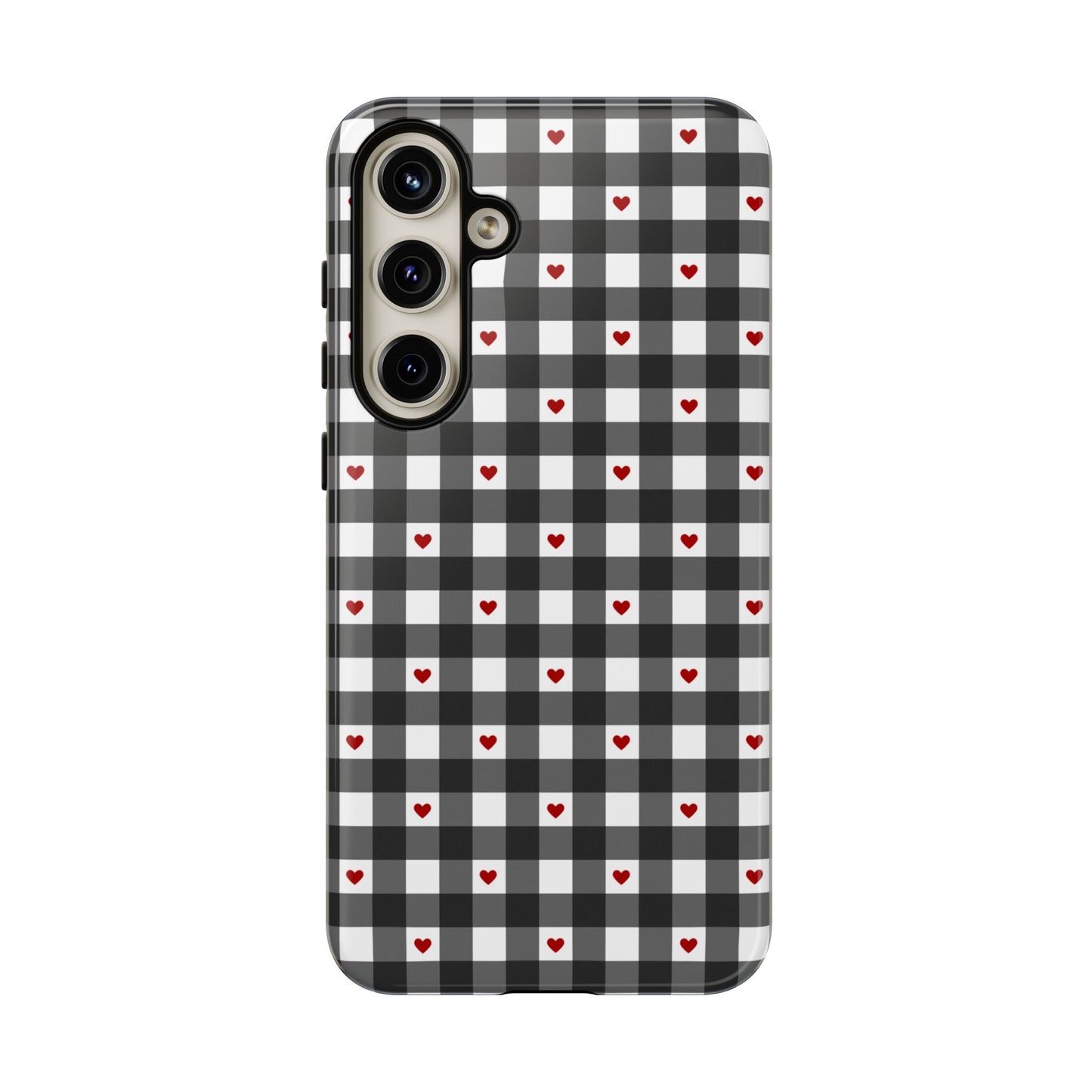 Black Picnic Hearts Gingham Case