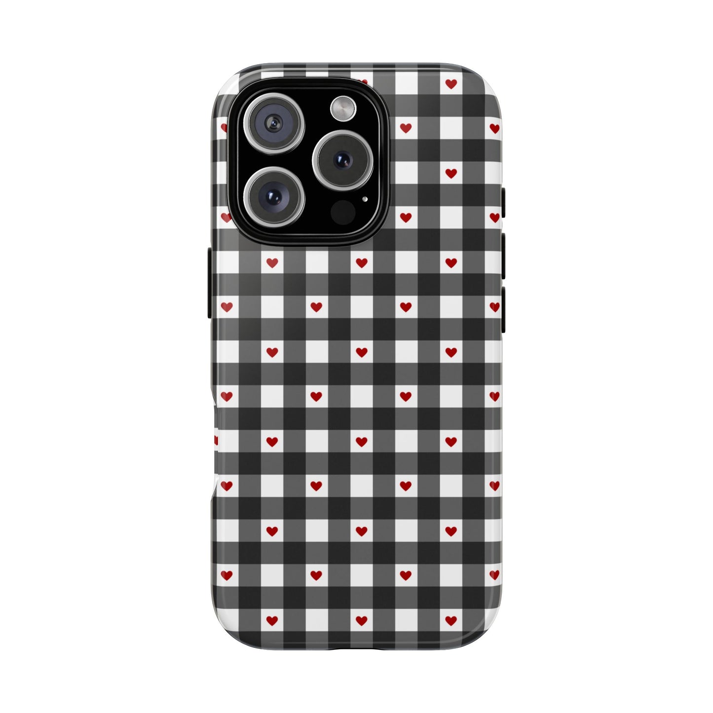 Black Picnic Hearts Gingham Case