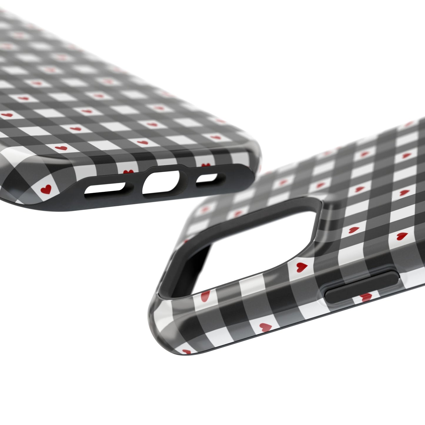 Black Picnic Hearts Gingham MagSafe Case