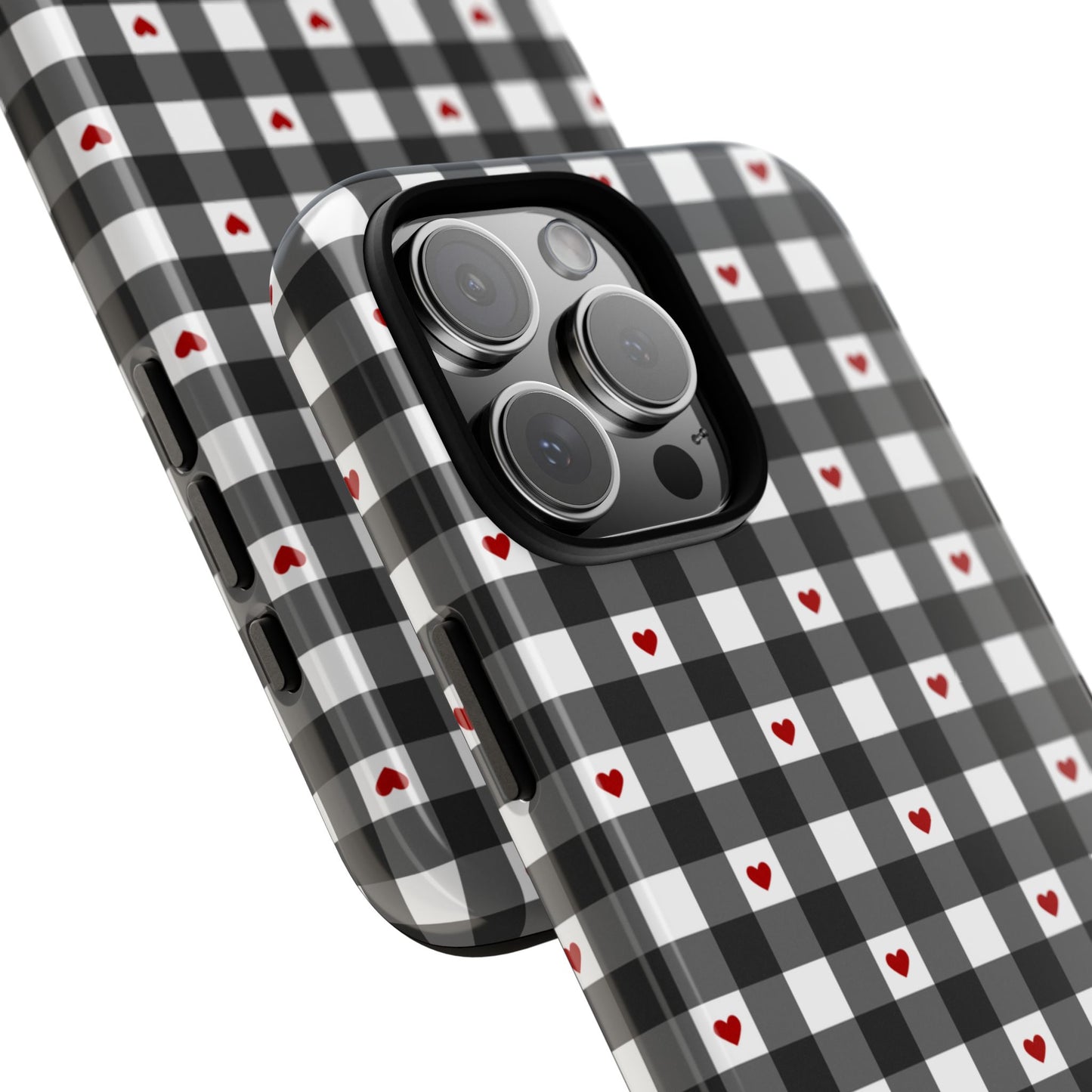 Black Picnic Hearts Gingham Case