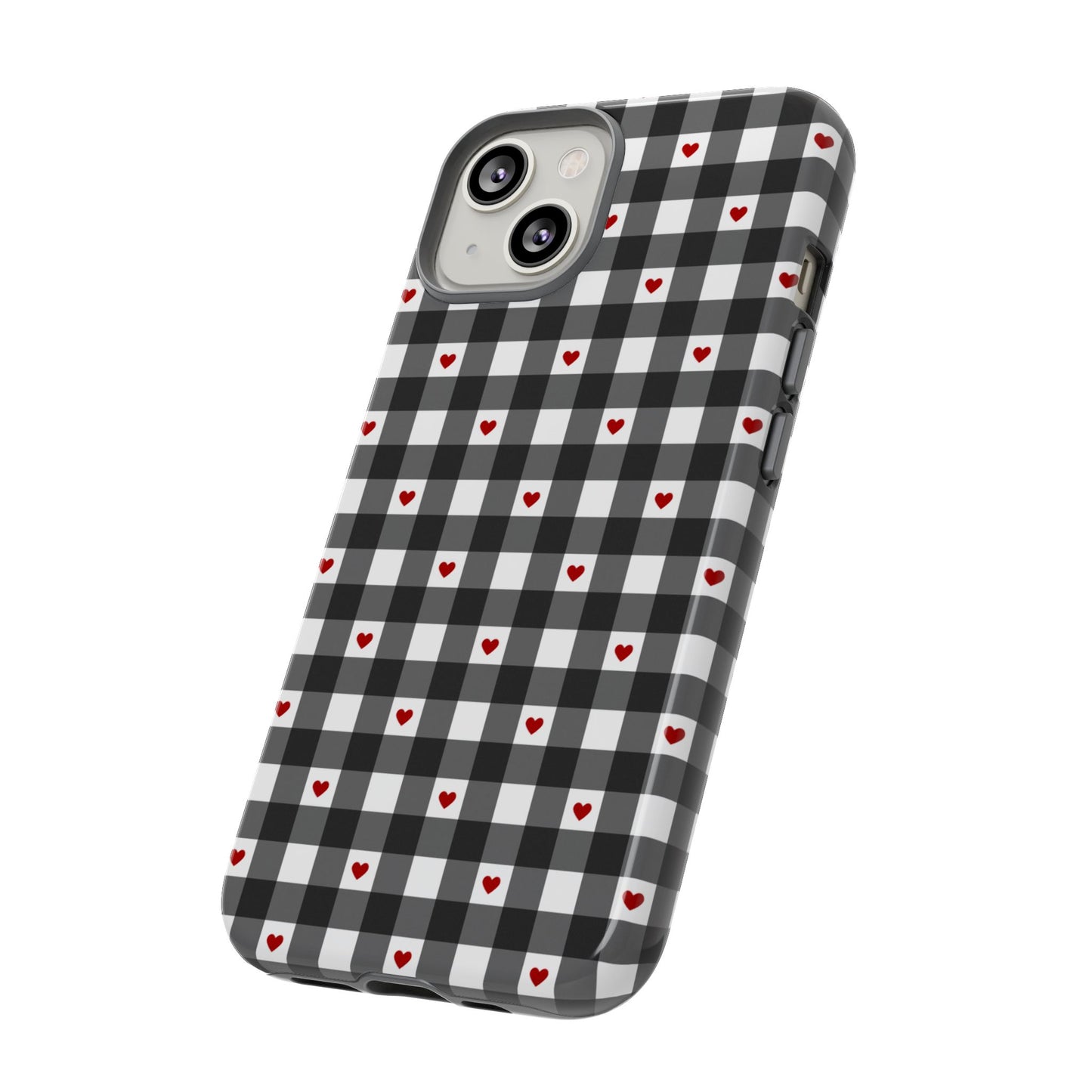 Black Picnic Hearts Gingham Case