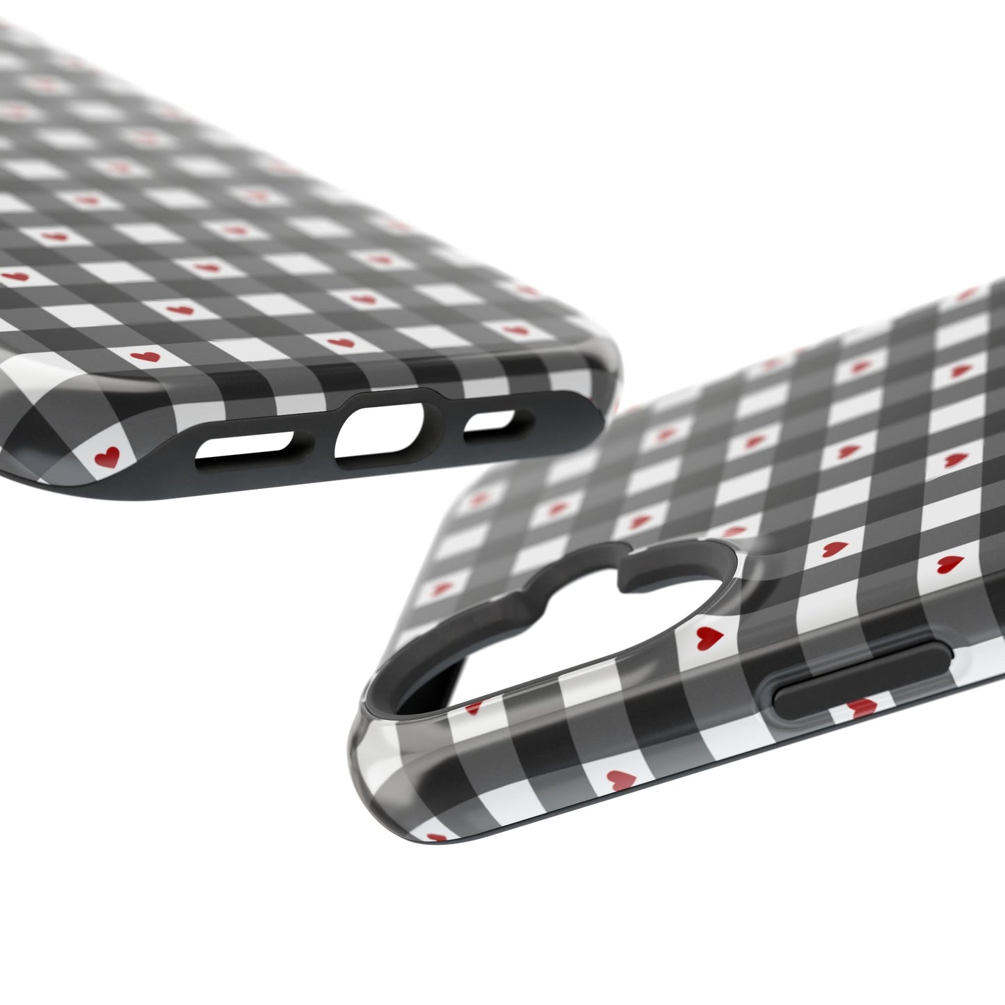 Black Picnic Hearts Gingham MagSafe Case