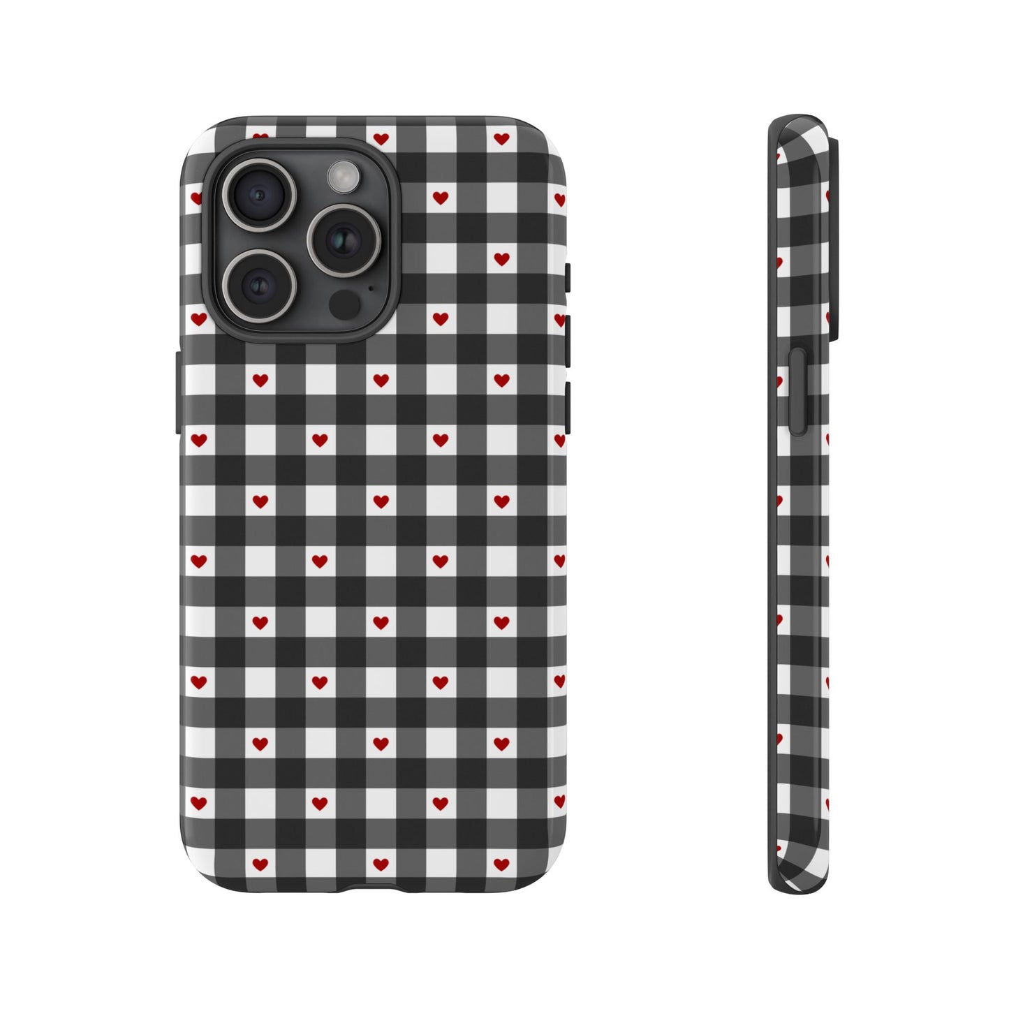 Black Picnic Hearts Gingham Case