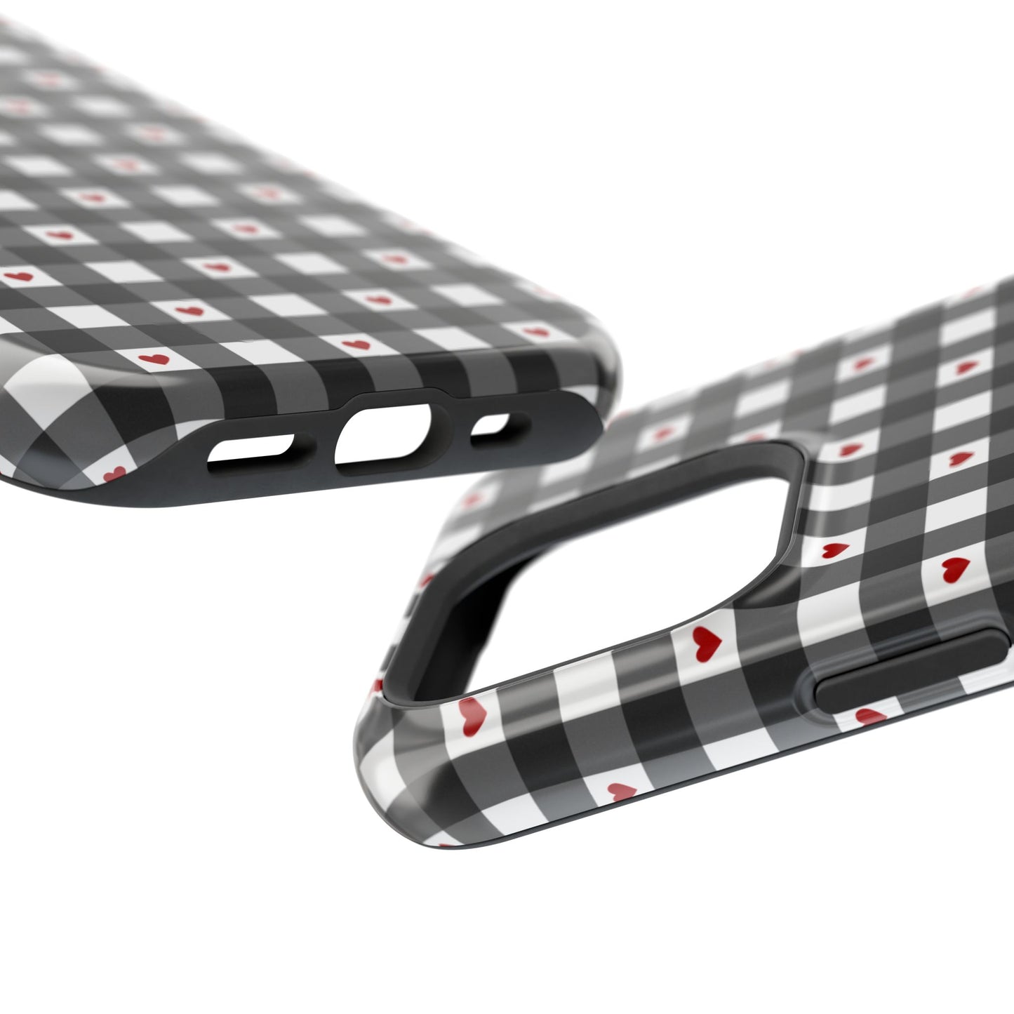 Black Picnic Hearts Gingham MagSafe Case