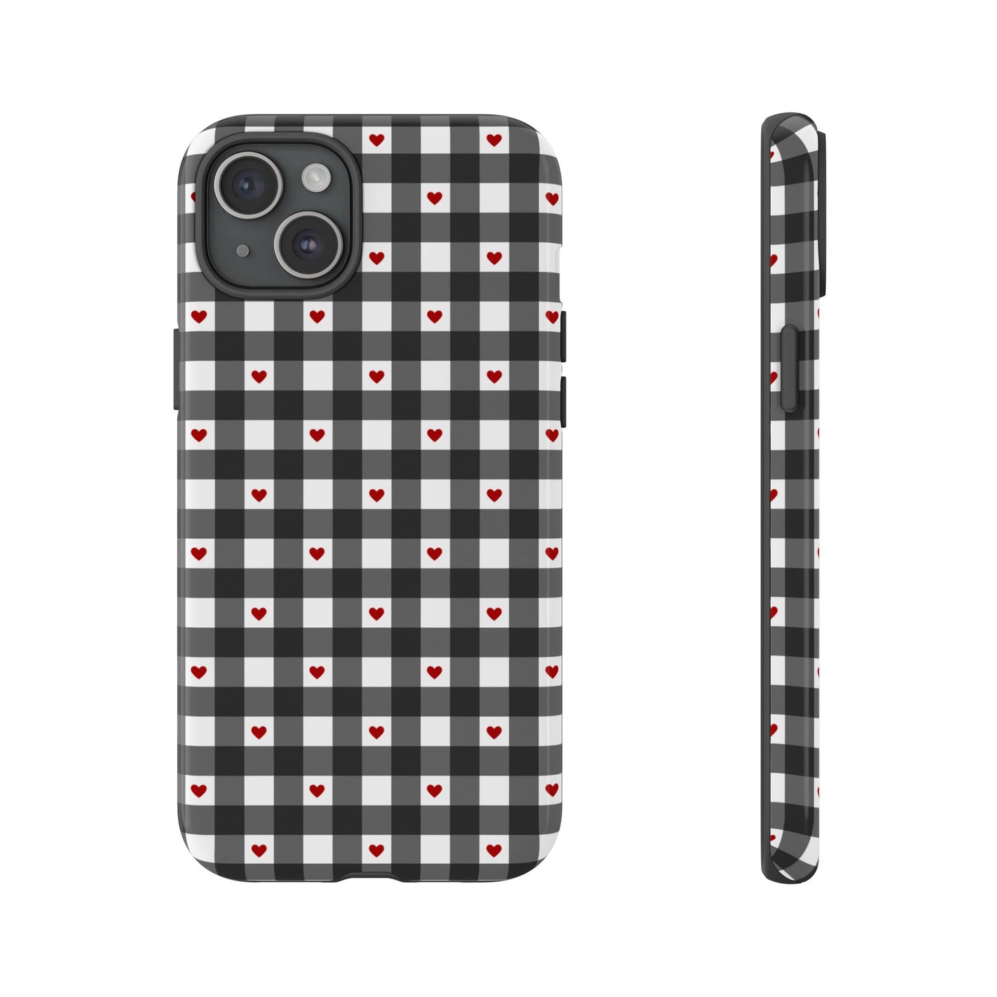 Black Picnic Hearts Gingham Case