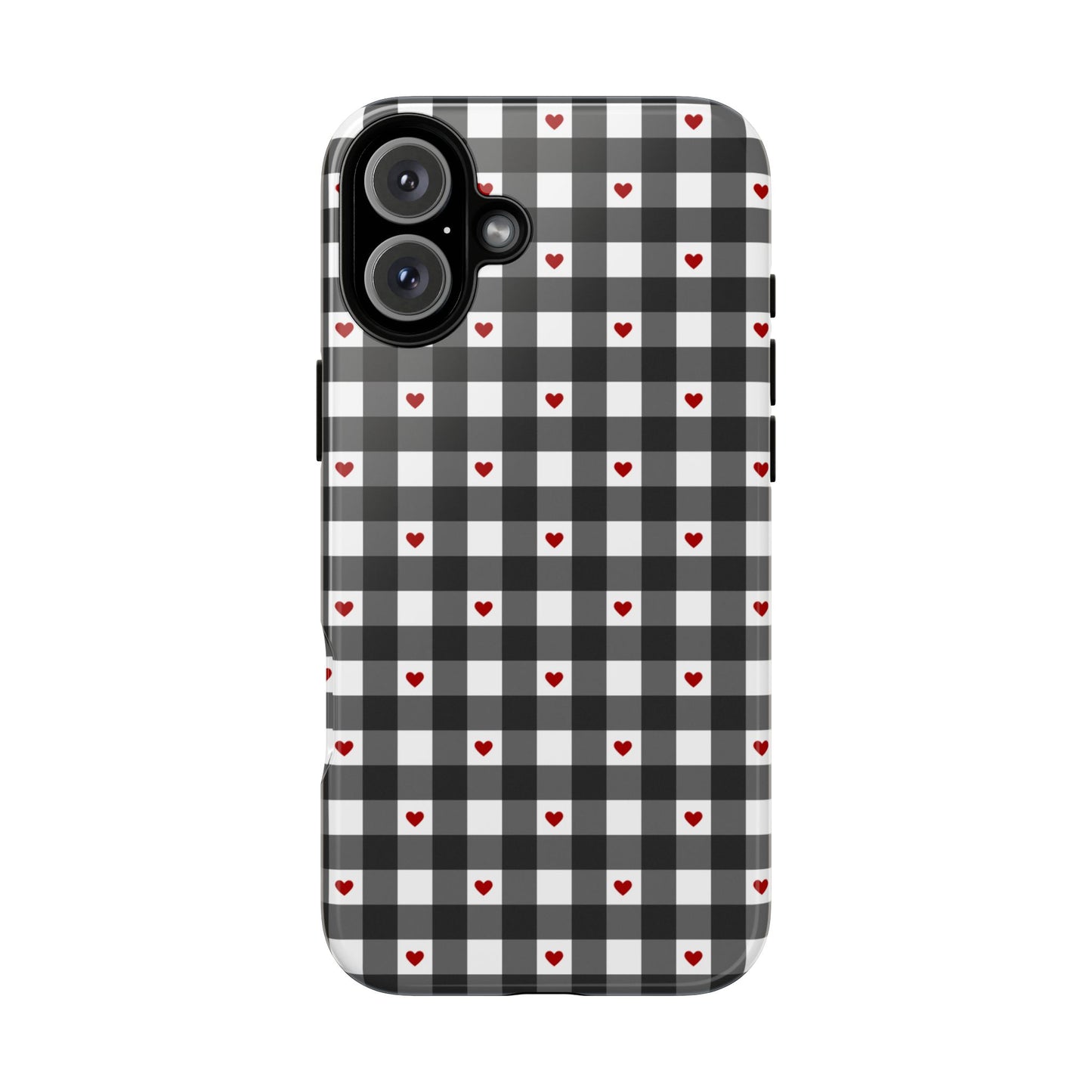 Black Picnic Hearts Gingham Case