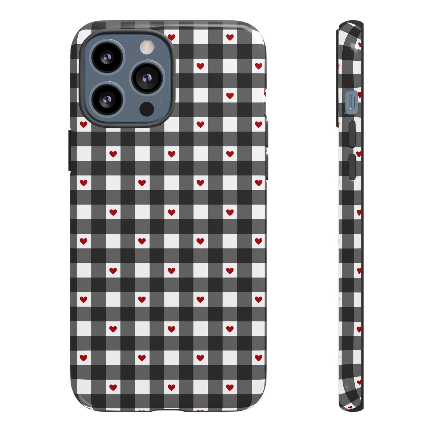 Black Picnic Hearts Gingham Case