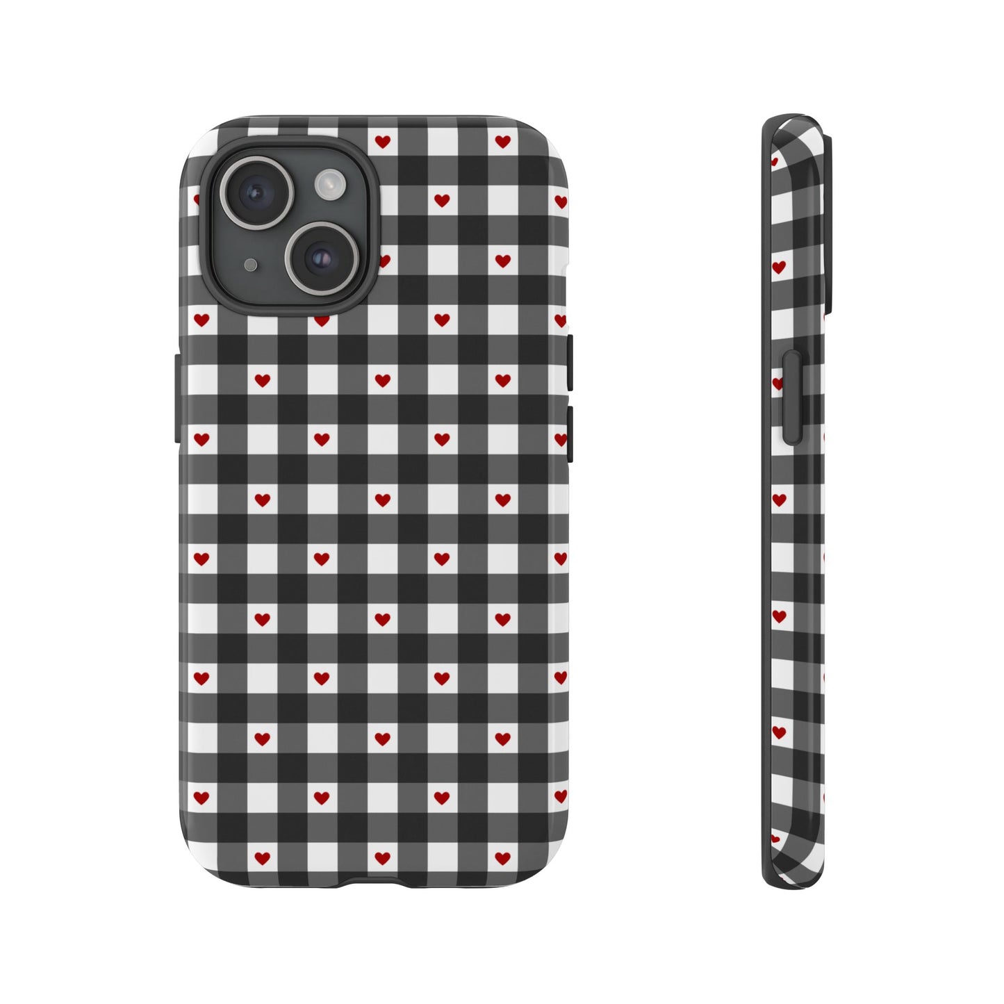 Black Picnic Hearts Gingham Case