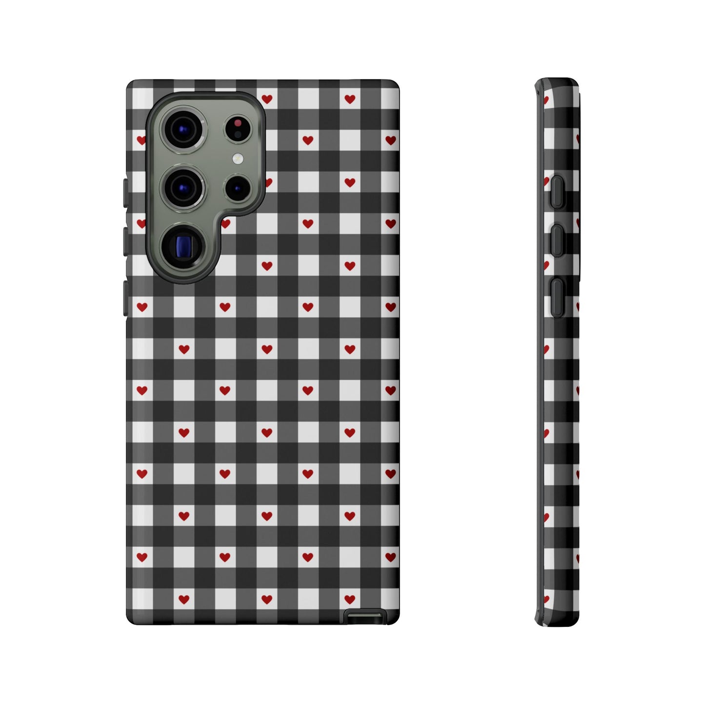 Black Picnic Hearts Gingham Case