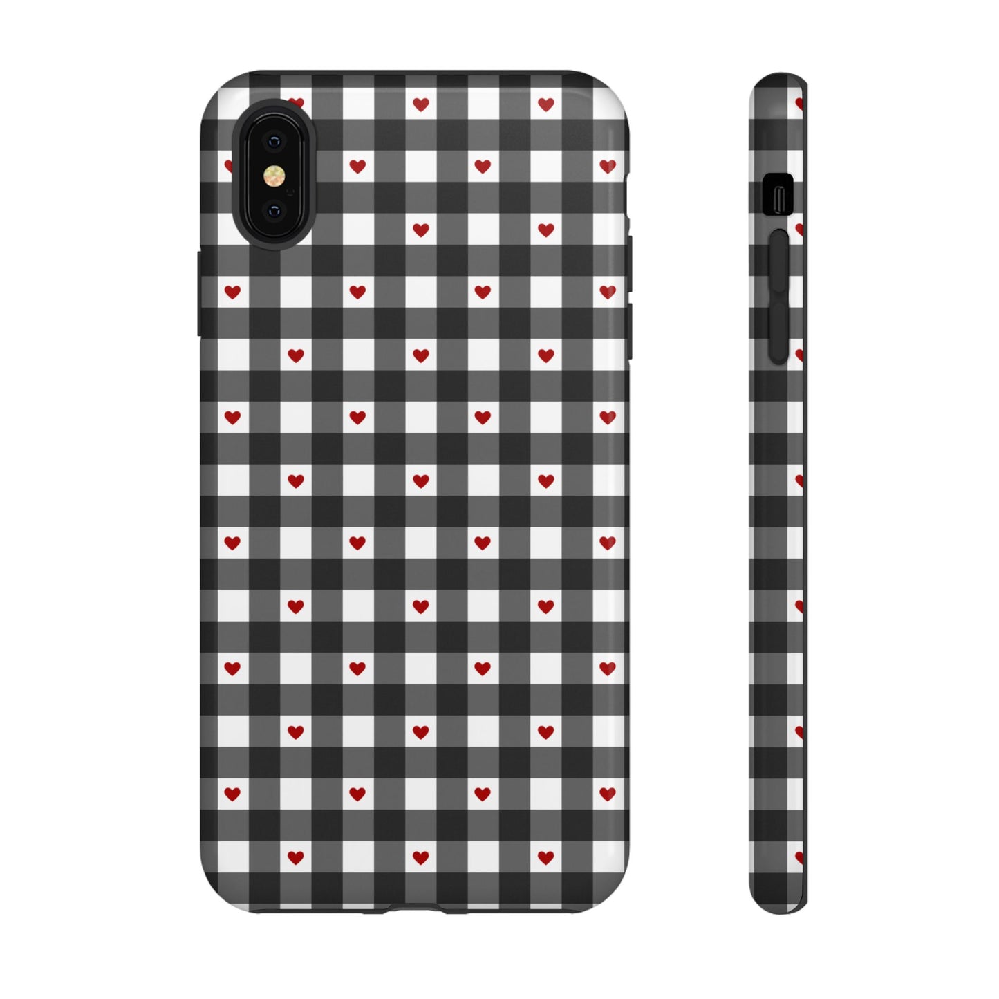 Black Picnic Hearts Gingham Case