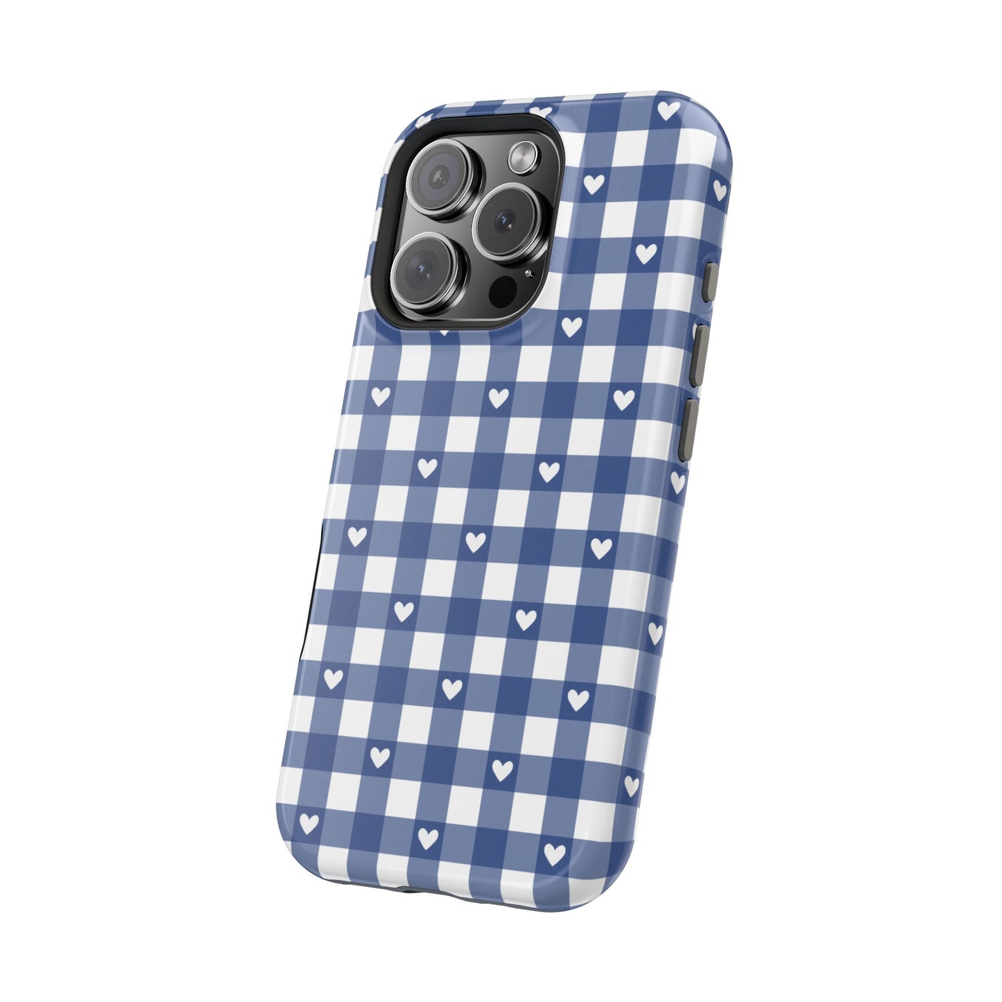 Blue Picnic Hearts Gingham MagSafe Case