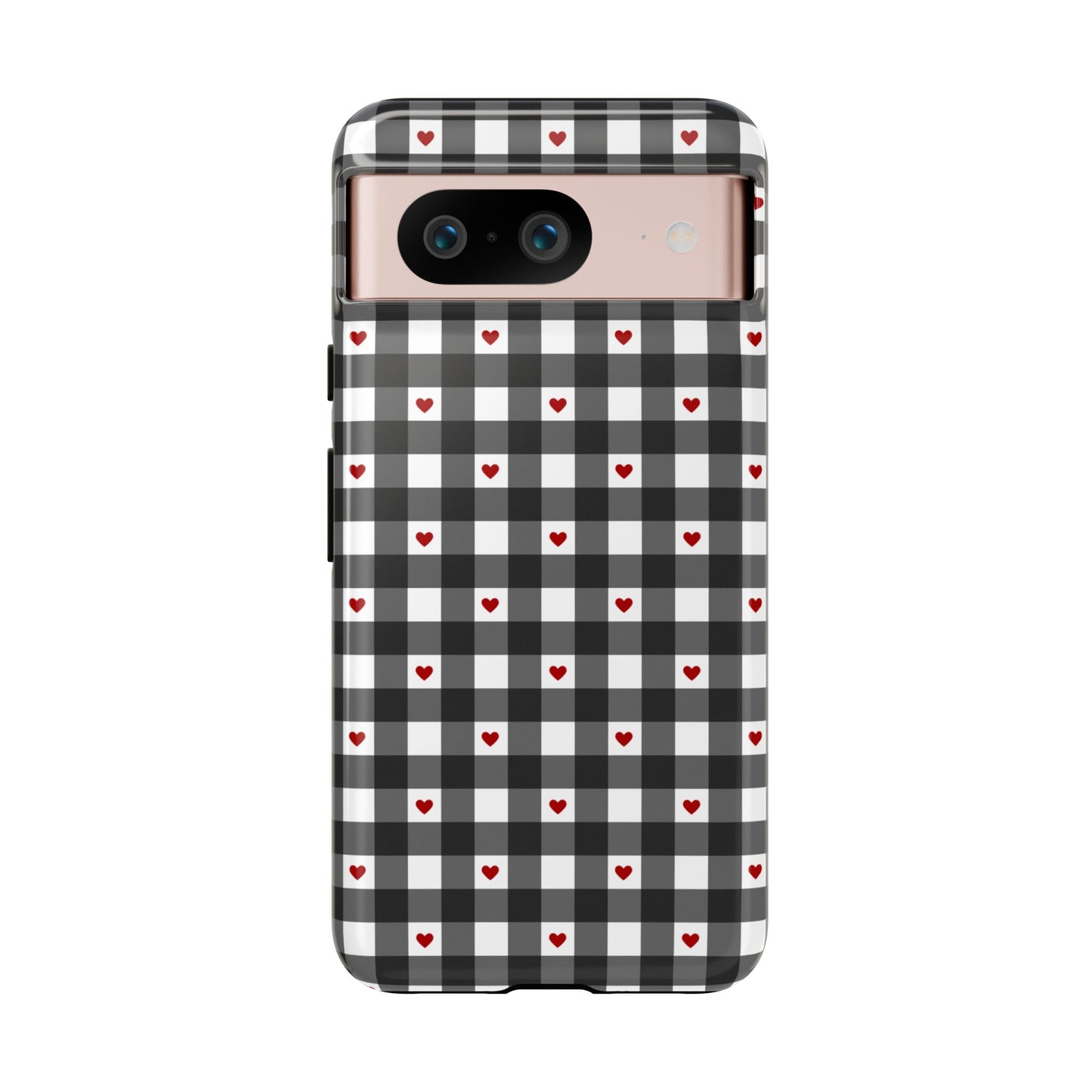 Black Picnic Hearts Gingham Case