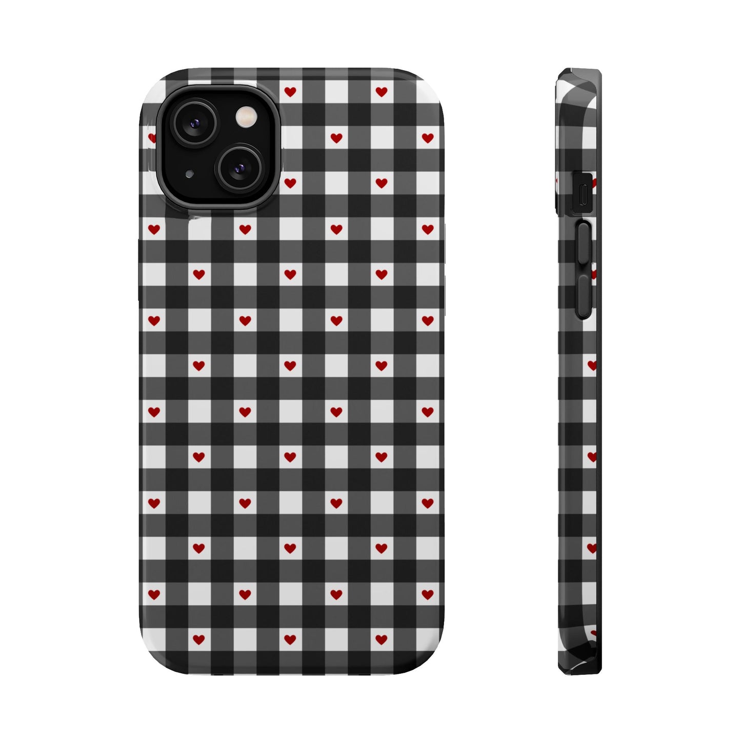 Black Picnic Hearts Gingham MagSafe Case