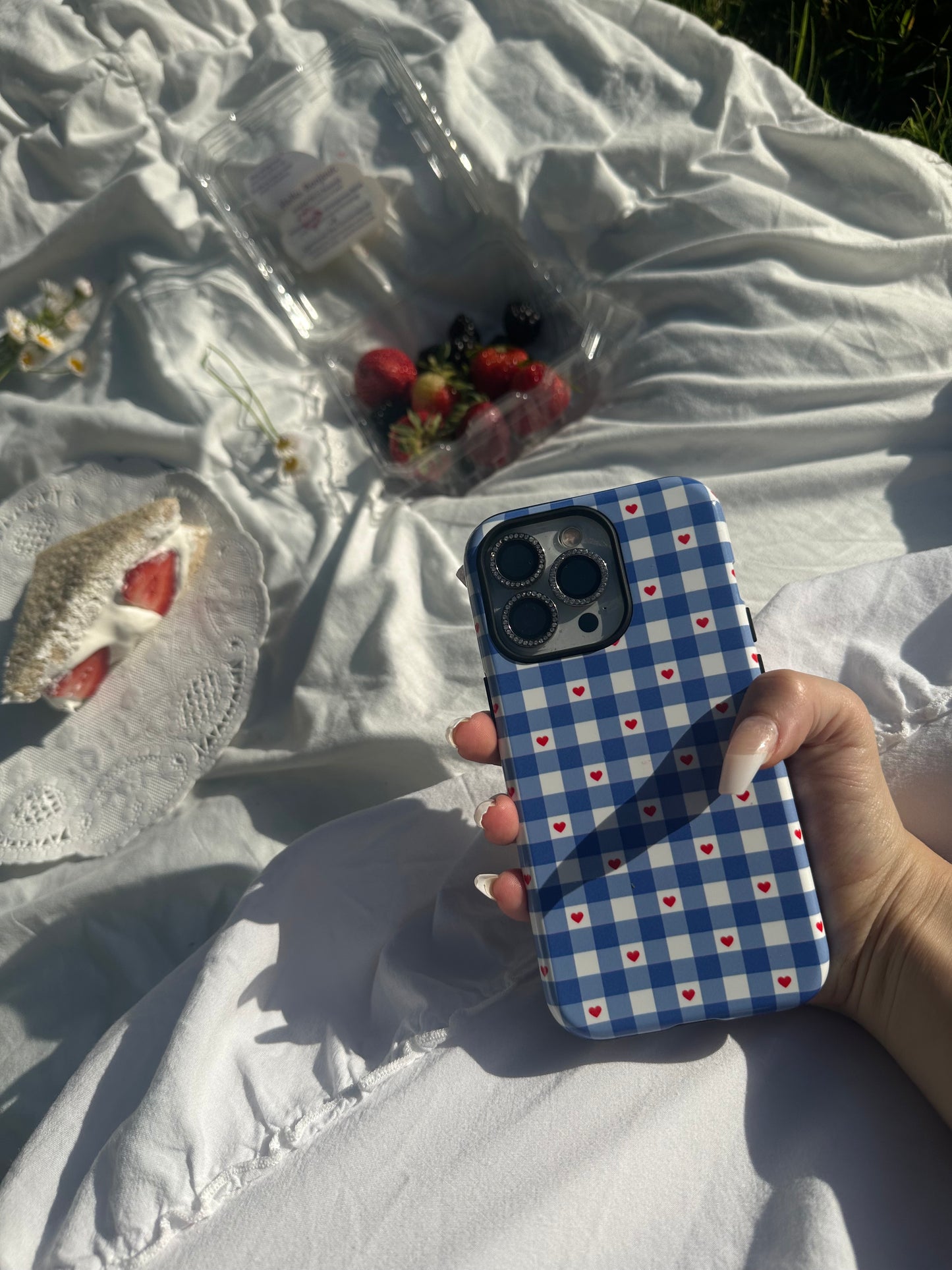 Red Picnic Hearts Gingham Case